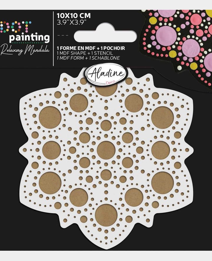 Forme et pochoir MDF Dot Painting 10 cm,4