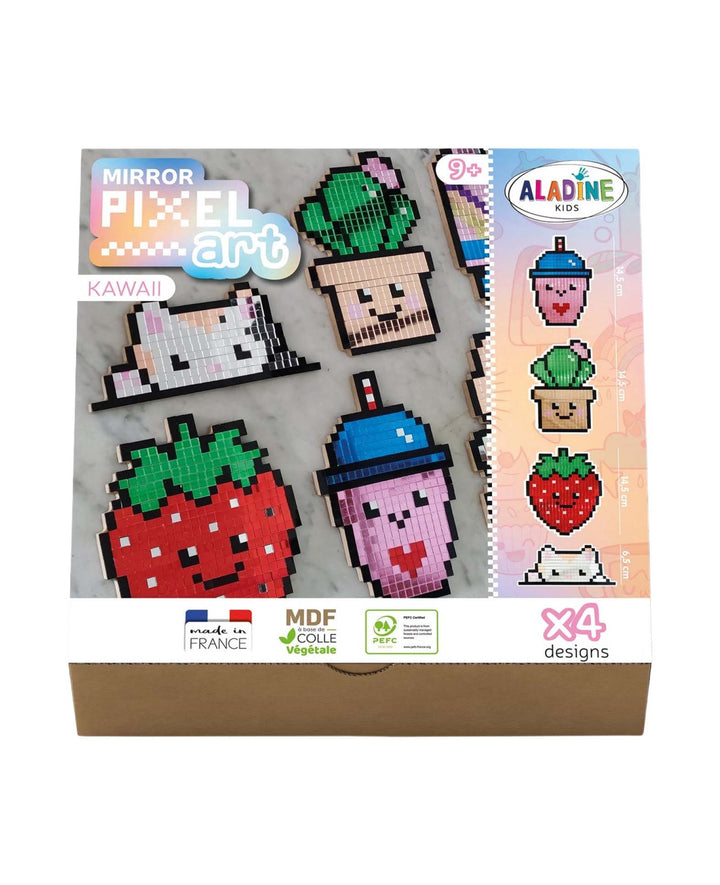 Pixel Art Set Kawaii Spiegel-Mosaik, MDF, 23 cm, 4 Motive