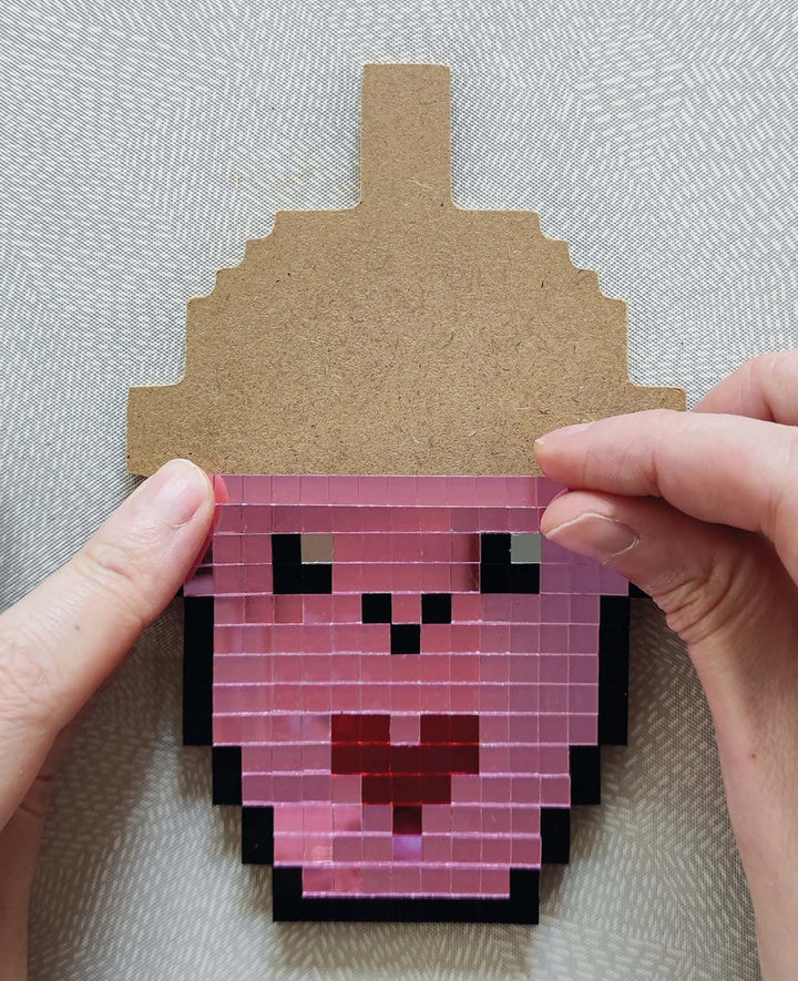 Pixel Art Set Kawaii Spiegel-Mosaik, MDF, 23 cm, 4 Motive