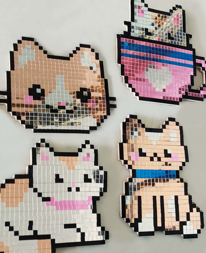 Mirror Pixel Art Cats