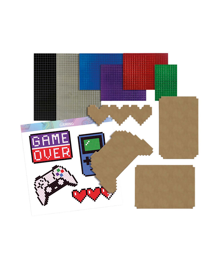 Mirror Pixel Art Gaming Bastelset mit Spiegelmosaik, MDF, 4 Motive