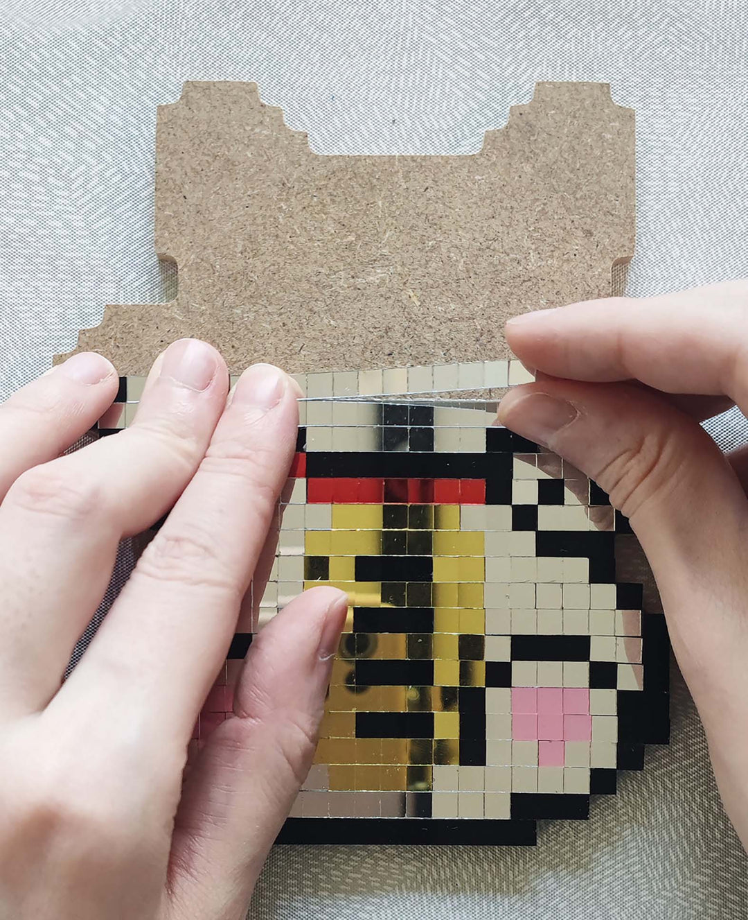 Mirror Pixel Art Japan Bastelset mit Spiegelmosaik, MDF, 4 Motive