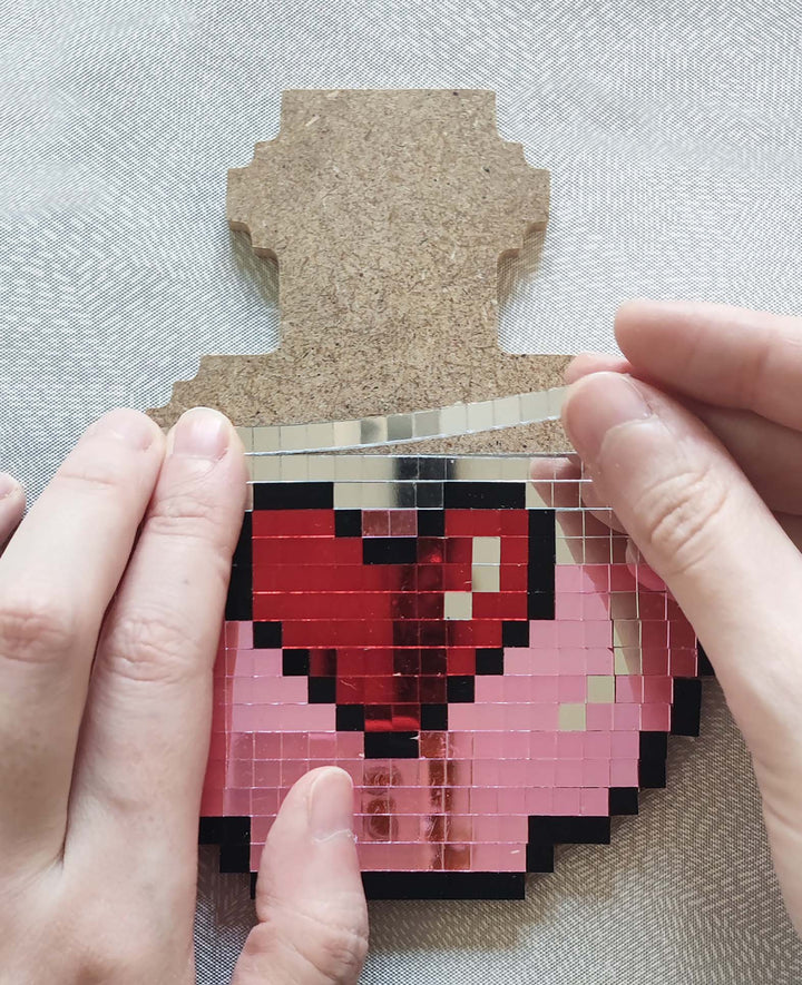 Mirror Pixel Art Love Bastelset mit Spiegelmosaik, MDF, 4 Motive