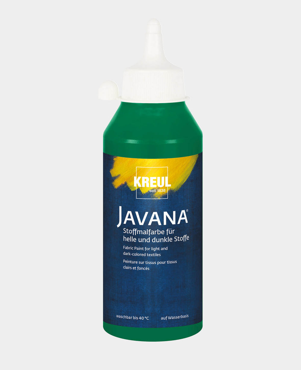 KREUL Javana Stoffmalfarbe für helle und dunkle Stoffe, Dunkelgrün, 250 ml