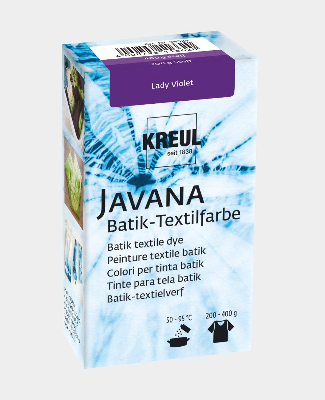 KREUL Batik Textile Dye Lady Violet, Dye Powder Including Dye Salt for Dyeing and Batik of Textiles, 70 g, Violet
