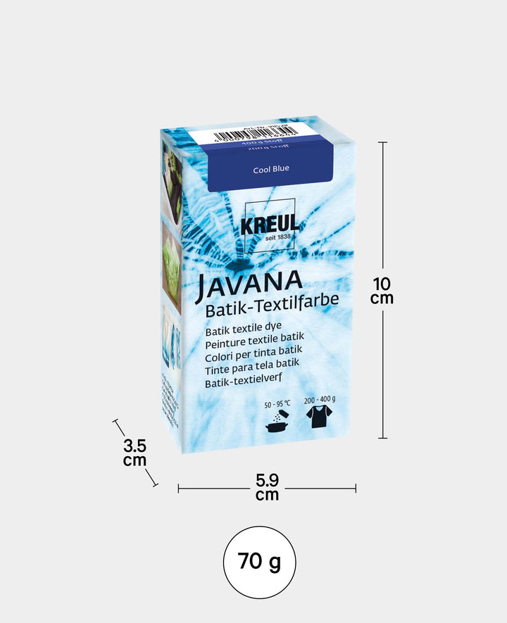 KREUL Batik Textile Dye Cool Blue, powder dye including fixing salt for dyeing and tie-dyeing textiles, 70 g, blue