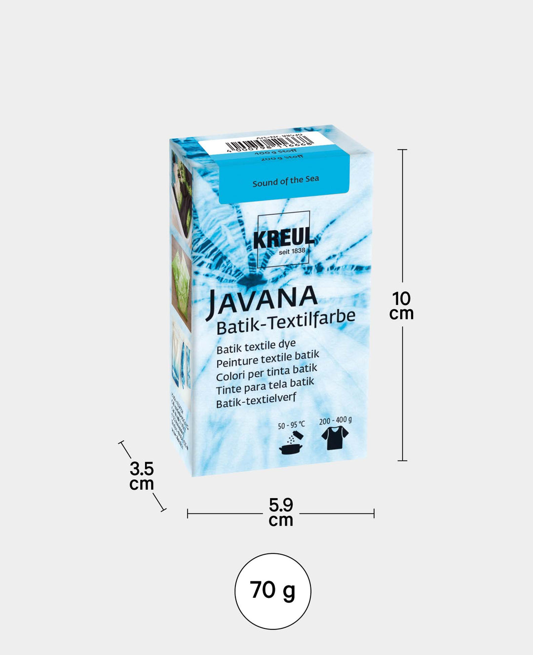 KREUL Batik-Textilfarbe Sound of the Sea, Farbpulver inklusive Färbesalz zum Färben und Batiken von Textilien, 70 g, Hellblau