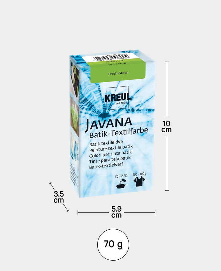 KREUL Batik Textile Dye Fresh Green, Dye Powder Including Fixer Salt for Dyeing and Batik Techniques on Textiles, 70 g, Light Green
