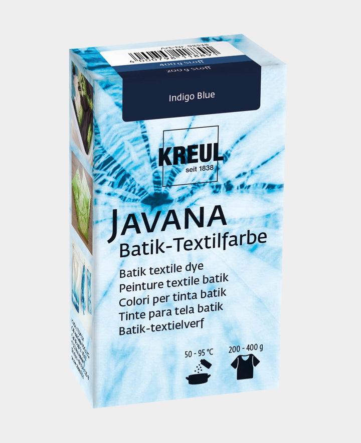 KREUL Batik-Textilfarbe Indigo Blue, Farbpulver inklusive Färbesalz zum Färben und Batiken von Textilien, 70 g, Dunkelblau