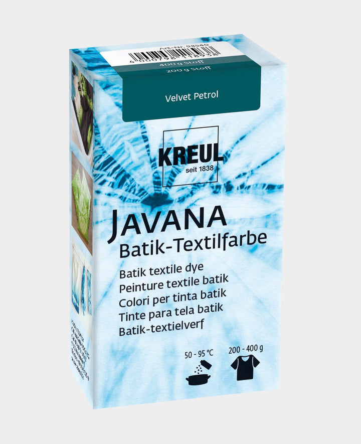 KREUL Teinture textile Batik Velvet Petrol, poudre colorante avec sel de teinture pour teindre et batik des textiles, 70 g, bleu-vert
