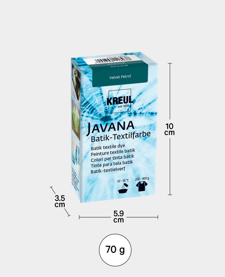 KREUL Teinture textile Batik Velvet Petrol, poudre colorante avec sel de teinture pour teindre et batik des textiles, 70 g, bleu-vert