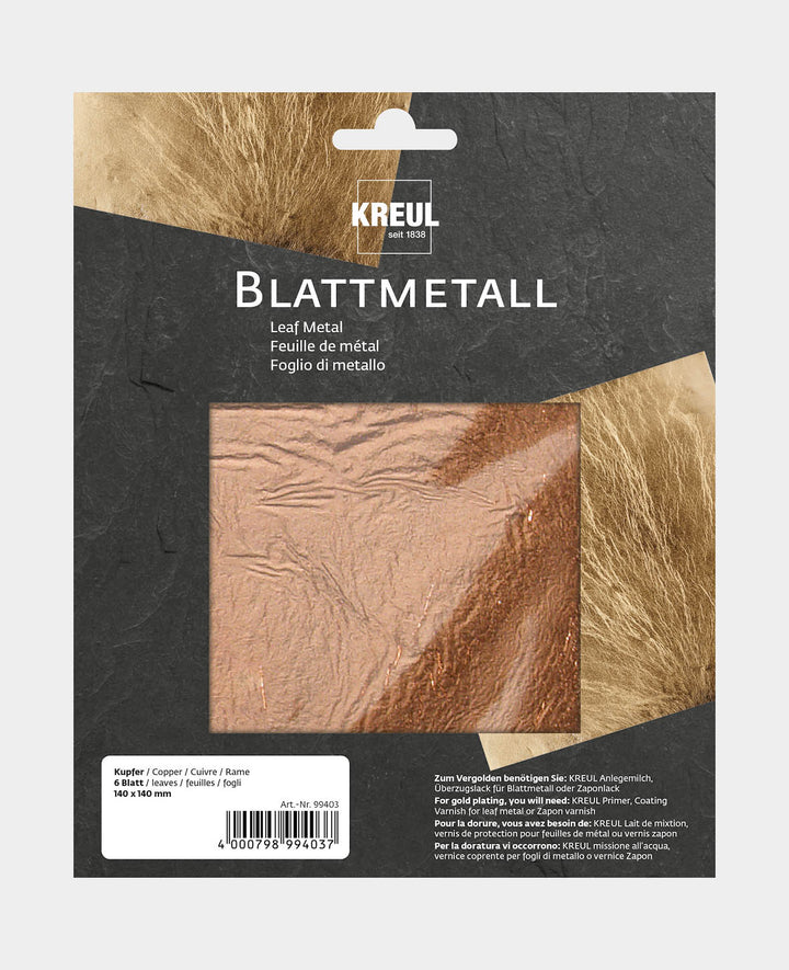 KREUL Feuilles de métal couleur cuivre 140 x 140 mm 6 feuilles