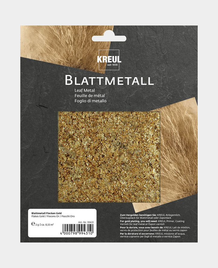 KREUL Métal en feuilles Flocons Couleur or 2 g