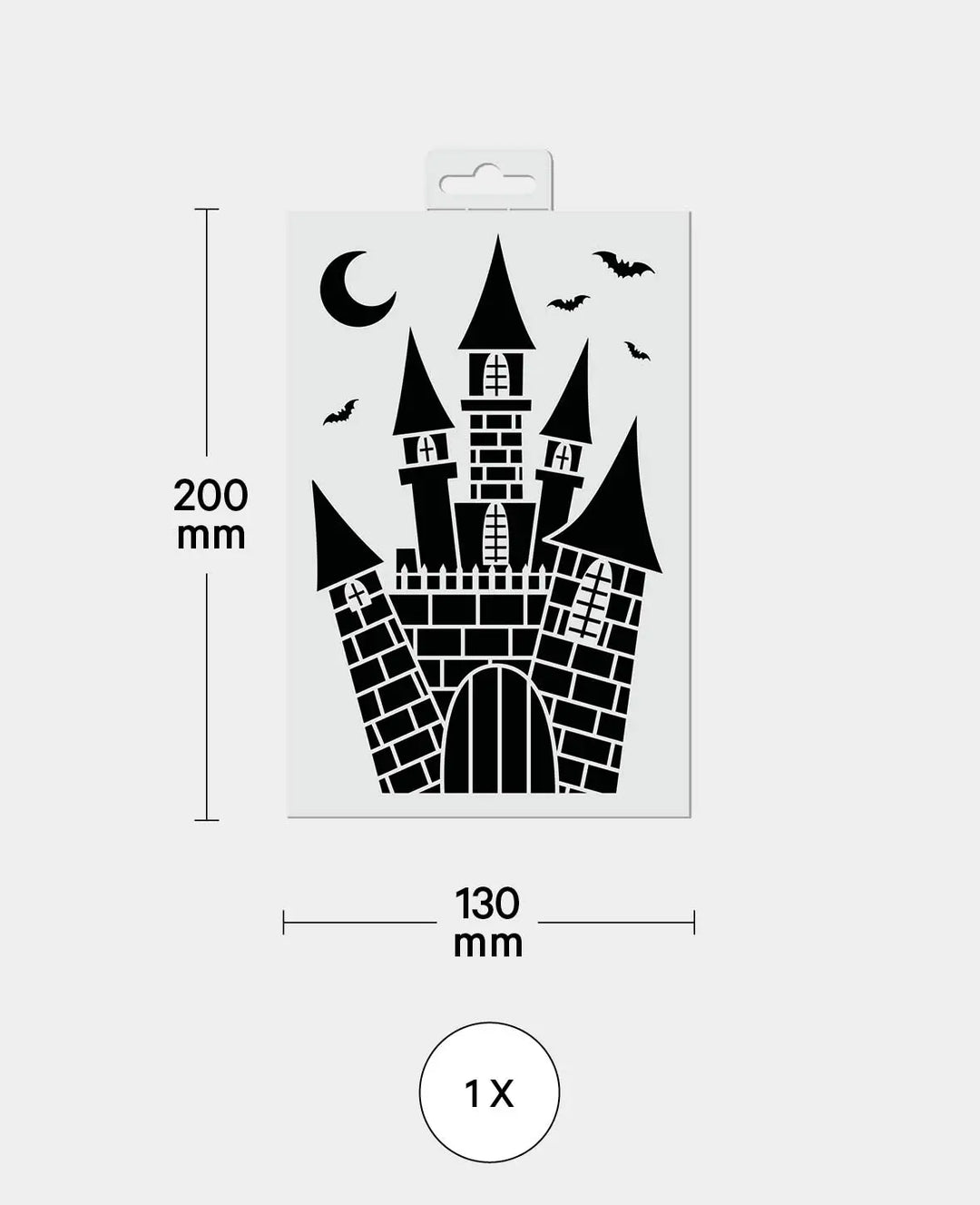 Stencil Haunted House, 20 x 0.1 x 13 cm, White, 1 pc.