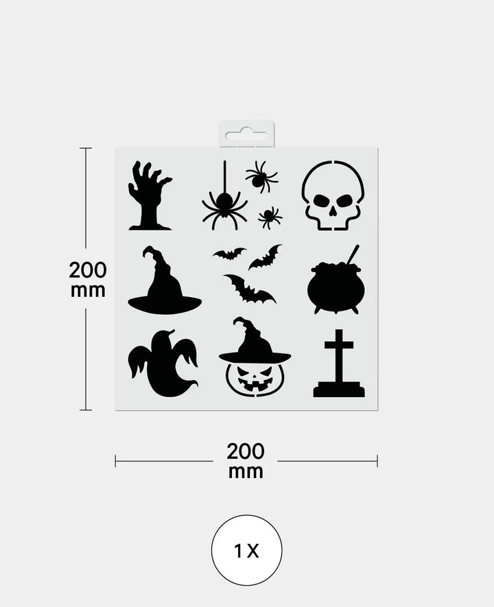 Gabarit Halloween, 20 x 0,1 x 20 cm, Blanc, 1 pièce.