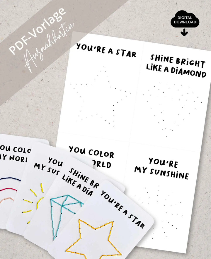 Punch Needle Patterns/Embroidery Cards for Printing, PDF Download, A4 Format