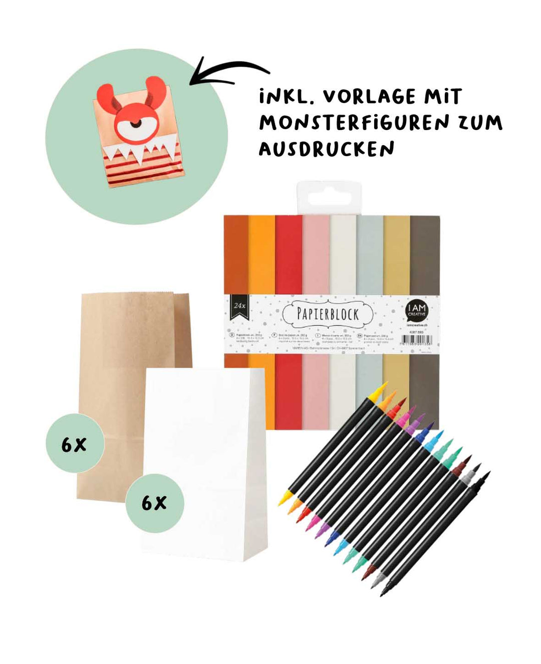 Candy Monsters Kit, inkl. PDF Vorlage zum Ausdrucken