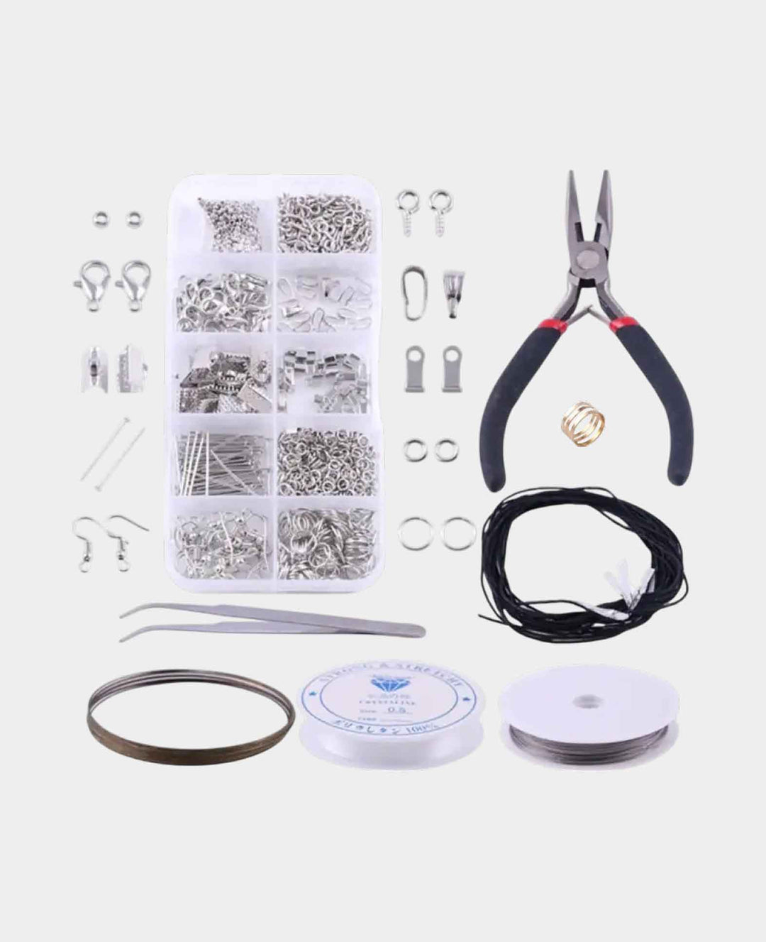 Edelstahl Schmuck Herstellungs, Reparatur Kit mit Verschlüsse, Silber, 9-tlg.