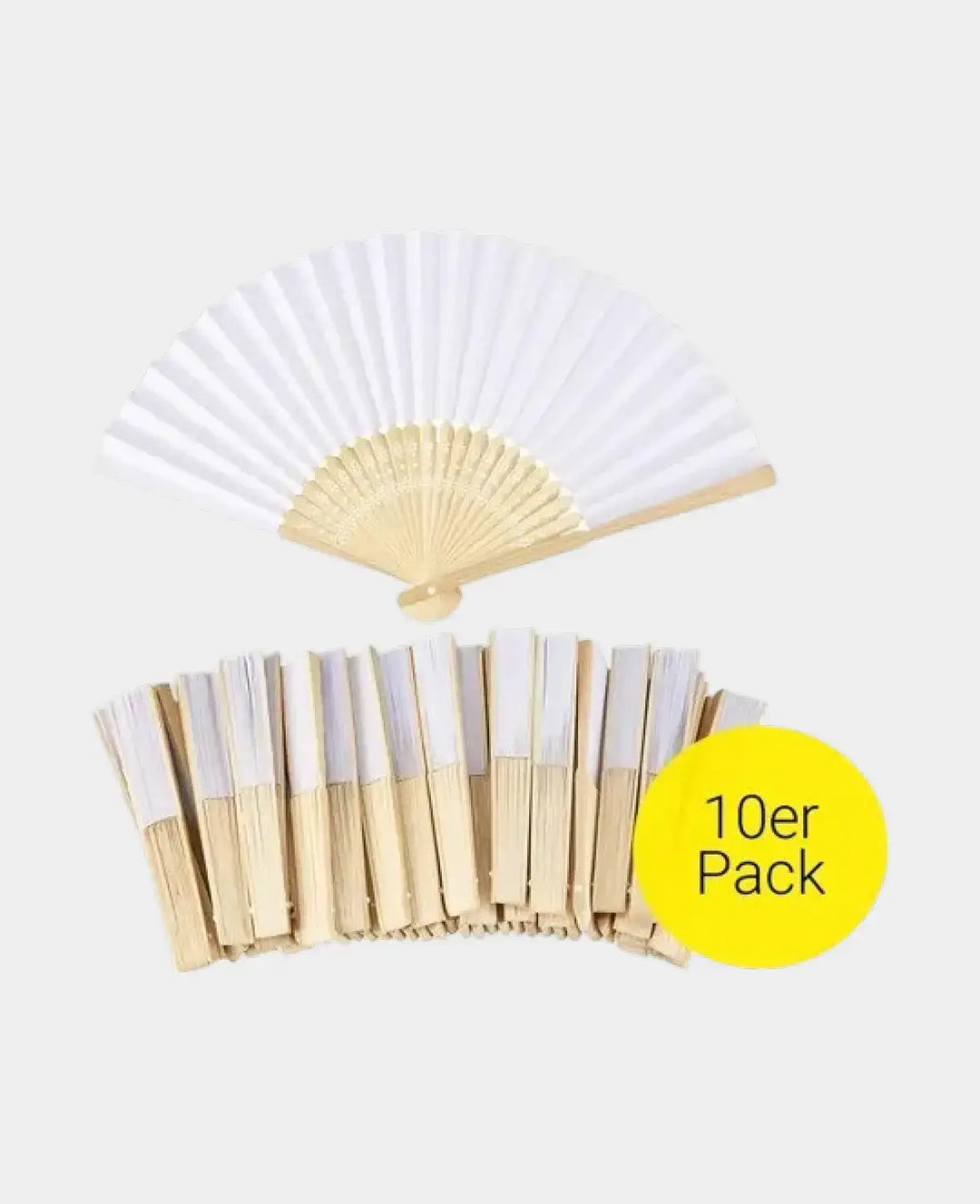 Paper Fans Wedding, White / Brown, 10 pcs.