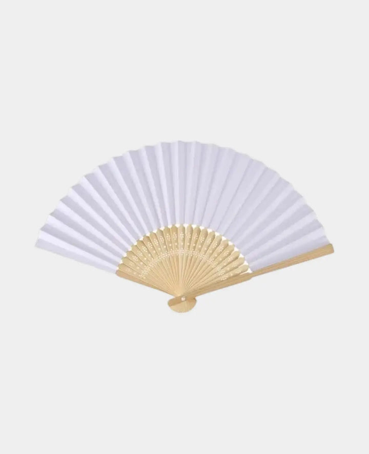Paper Fans Wedding, White / Brown, 10 pcs.