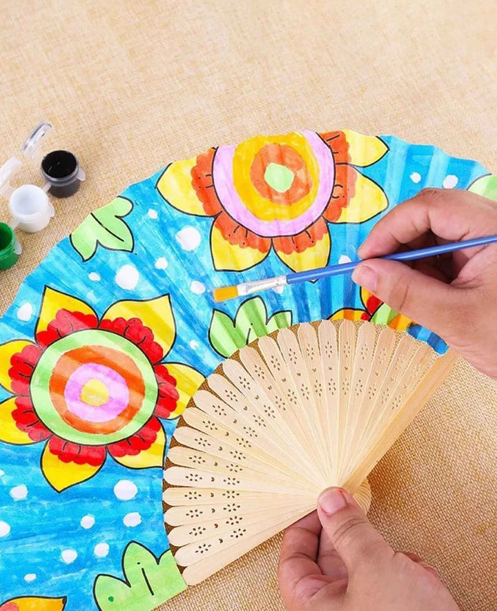 Paper Fans Foldable Wedding Decor - Green / Brown, 10 pcs.