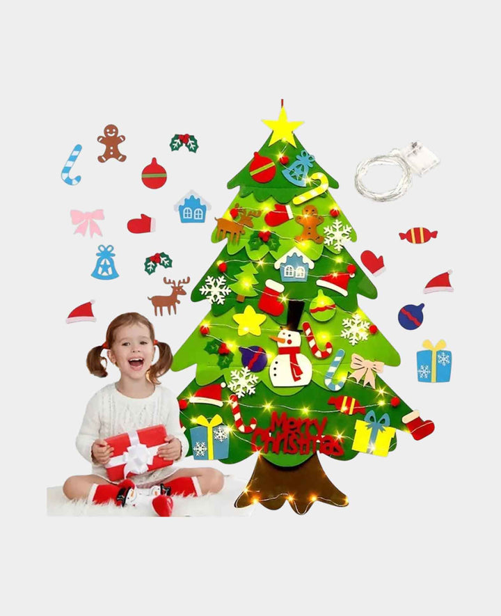 Décoration murale de Noël sapin en feutre, 98x70cm, 34 pièces.