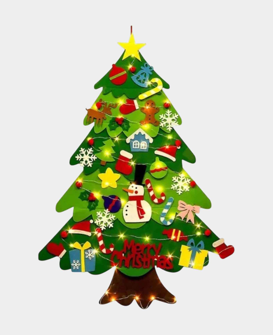 Décoration murale de Noël sapin en feutre, 98x70cm, 34 pièces.