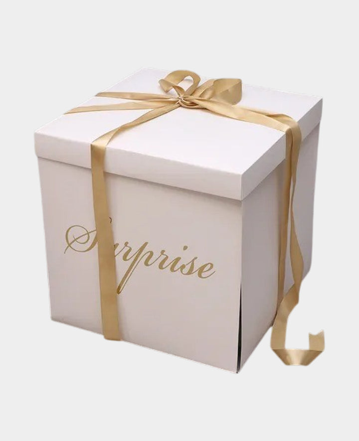 Surprise Geschenk Schachtel - Weiss / Gold, 50x50x50cm