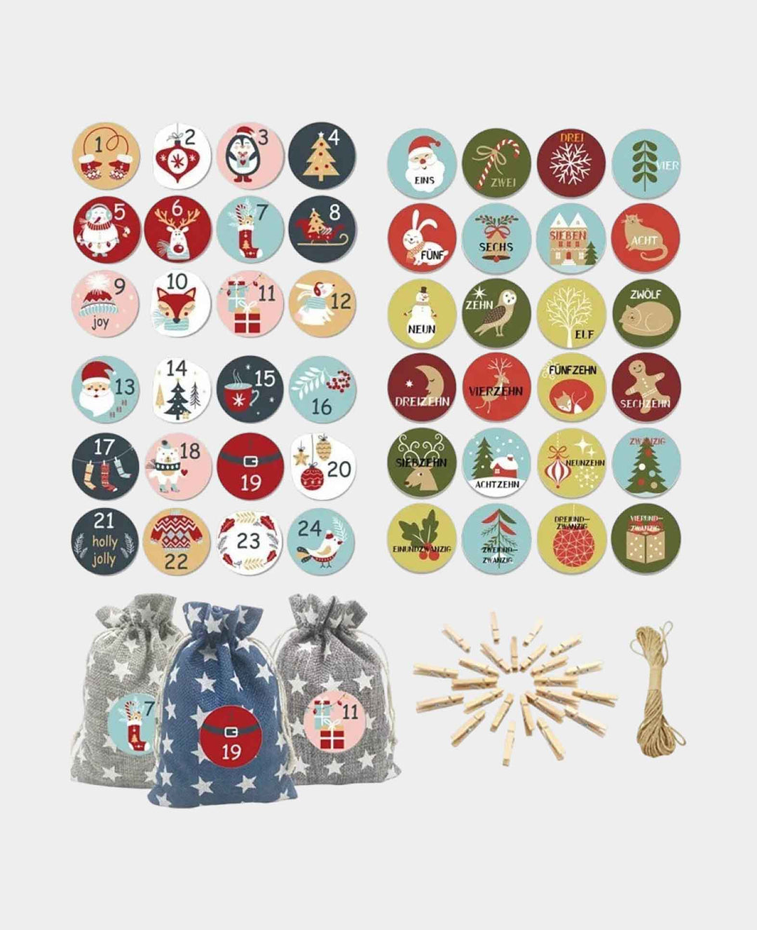 Advent Calendar Jute Bags for Filling - Style 5, 97 pcs.