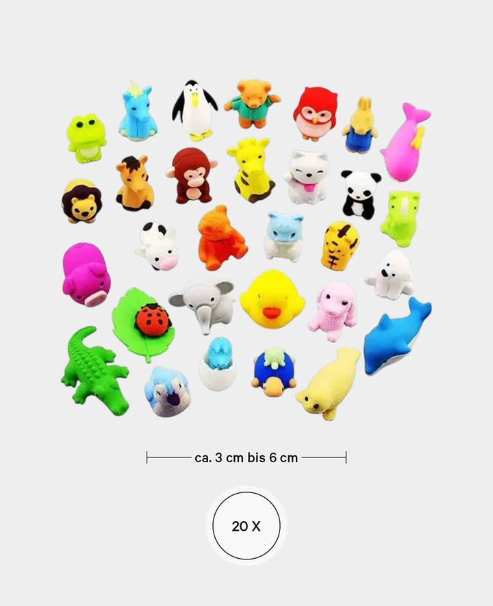 (20er Set) 3D Radiergummi Lustige Schul Radierer - Tiere