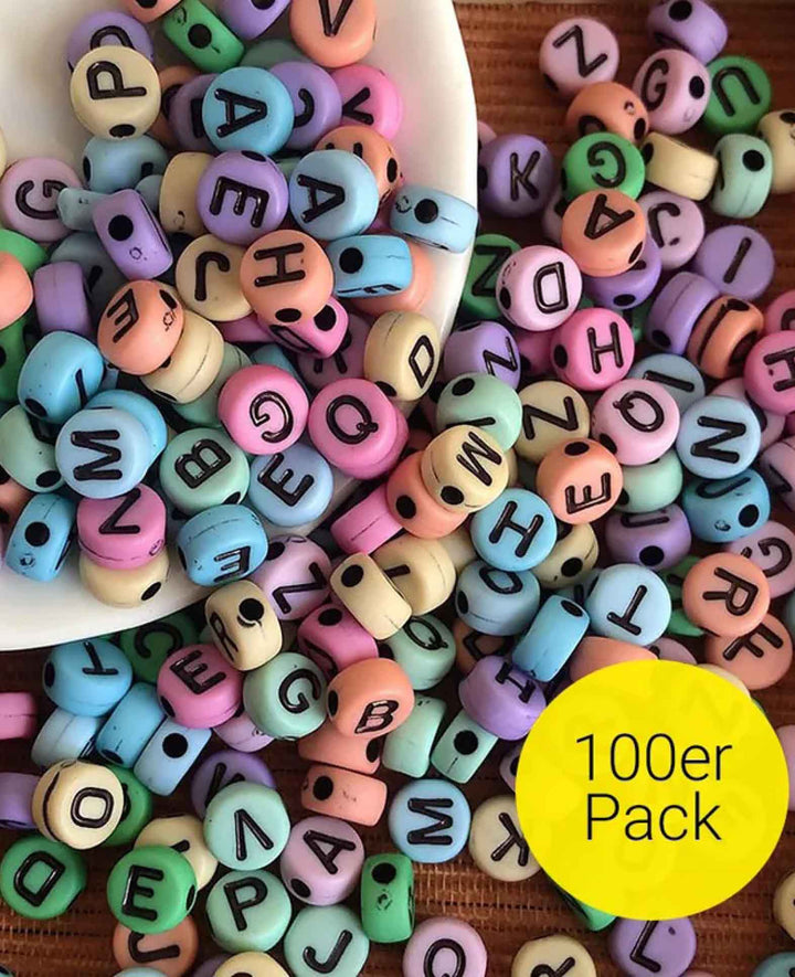 Letter Beads DIY Craft Jewelry Spacer Beads - Colorful, 100 pcs.