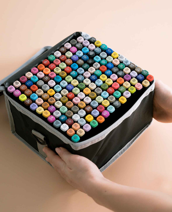 Waterproof Acrylic Marker Pens, Dual Tip with Carry Bag, 168 pcs