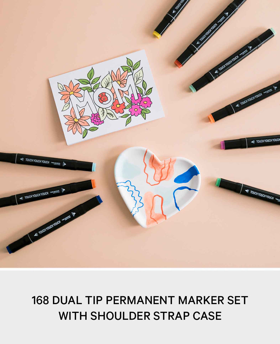 Waterproof Acrylic Marker Pens, Dual Tip with Carry Bag, 168 pcs