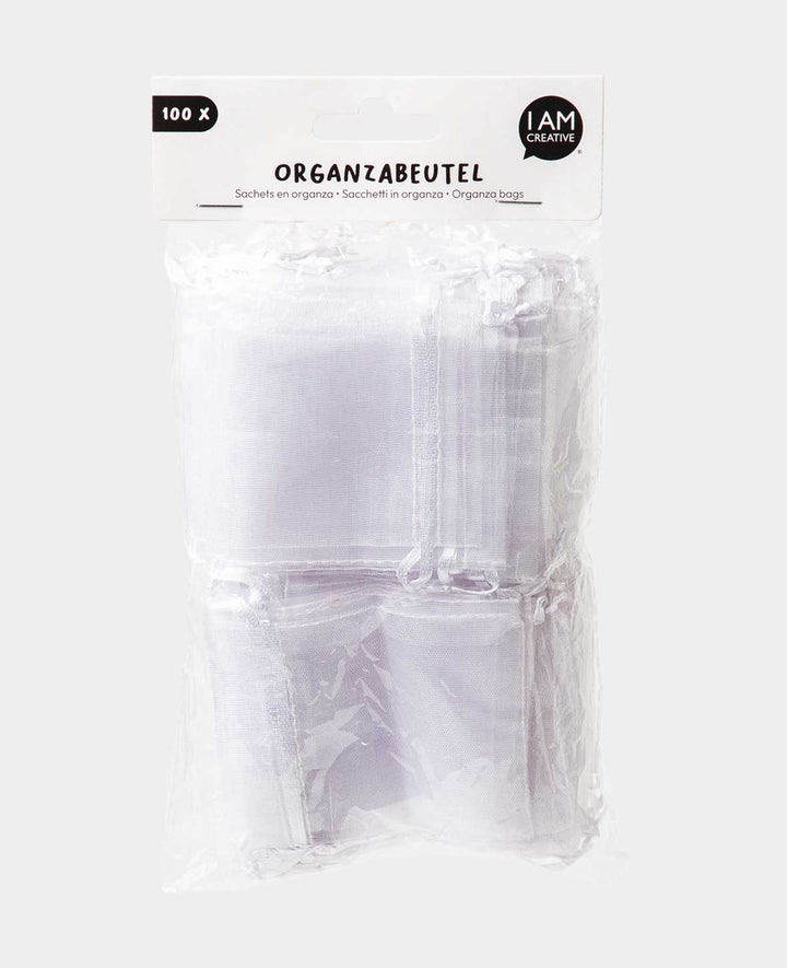 Organza Säckchen Deko Geschenk Beutel - Weiss, 7x9 cm, 100tlg.