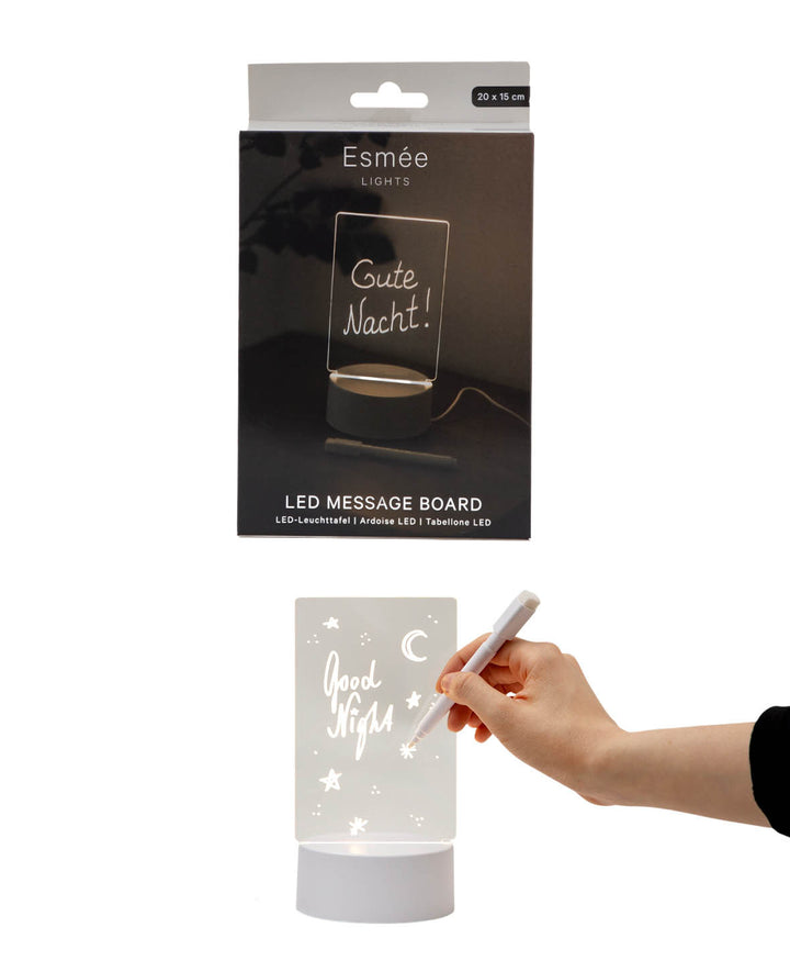 Veilleuse LED en acrylique avec tableau de messages DIY, stylo effaçable à sec inclus, blanc