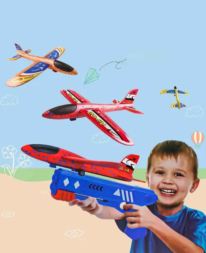 Foam Catapult Toy Glider + Sail Airplanes, 5-piece.