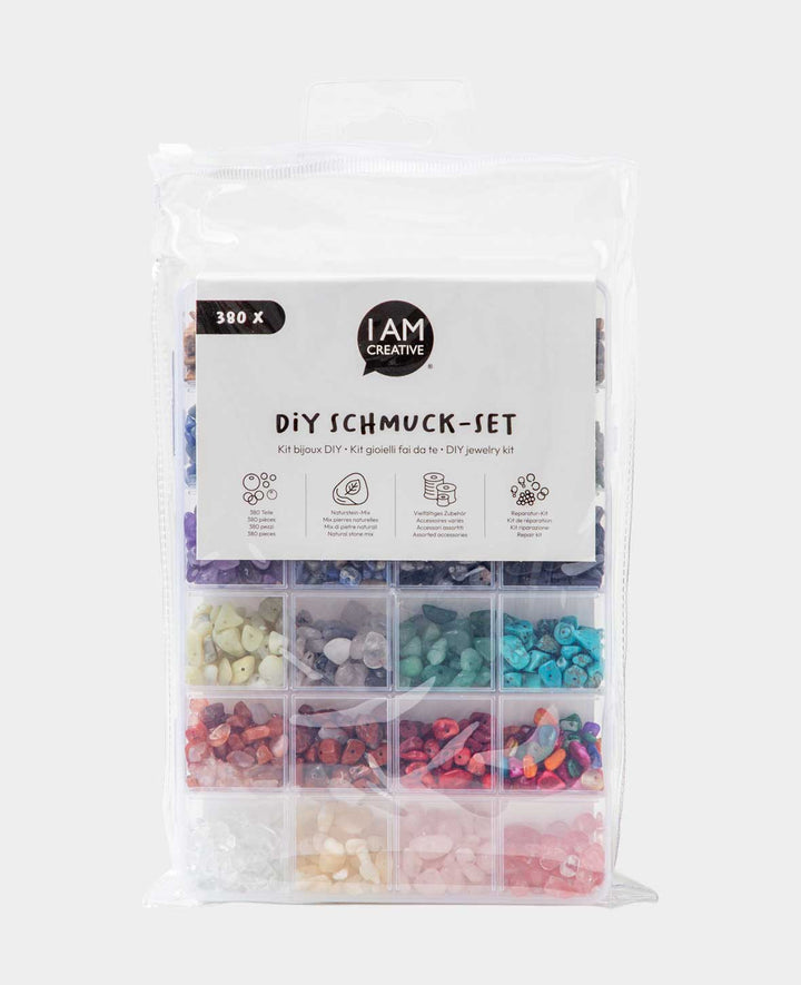 Kit de fabrication de bijoux en pierre naturelle, accessoires de bricolage, multicolore, 380 pièces