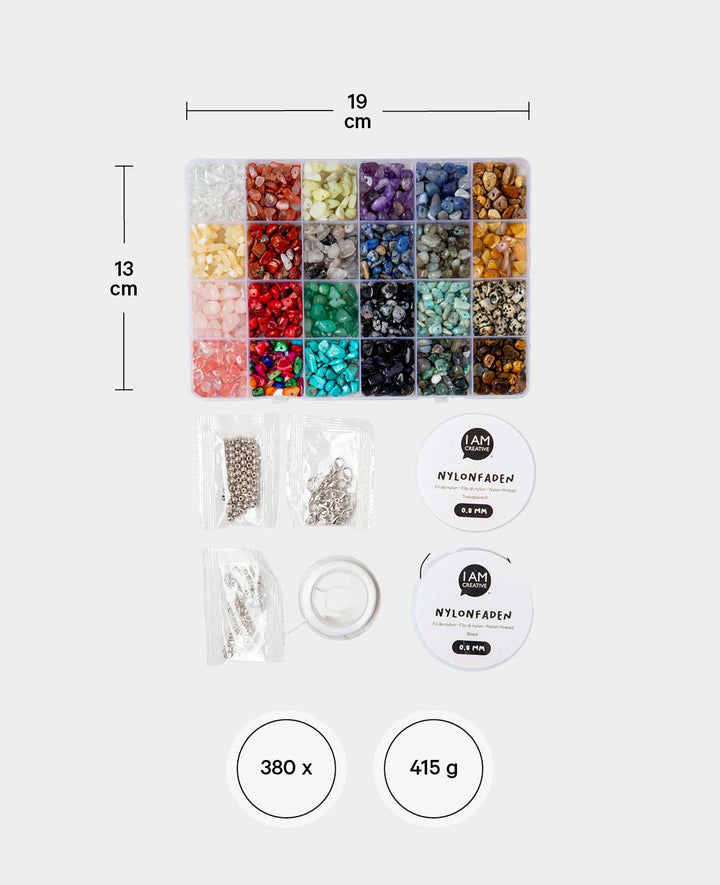 Kit de fabrication de bijoux en pierre naturelle, accessoires de bricolage, multicolore, 380 pièces