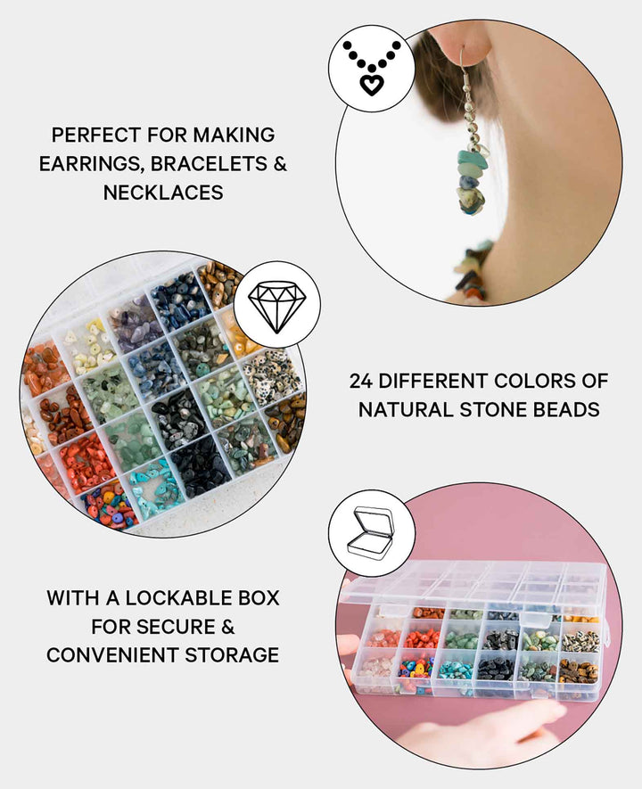 Kit de fabrication de bijoux en pierre naturelle, accessoires de bricolage, multicolore, 380 pièces