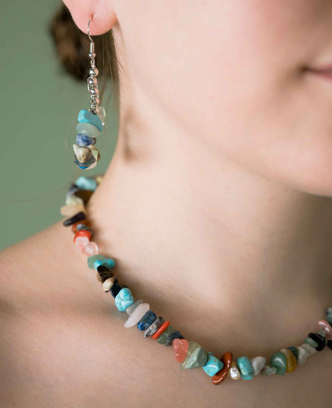 Kit de fabrication de bijoux en pierre naturelle, accessoires de bricolage, multicolore, 380 pièces