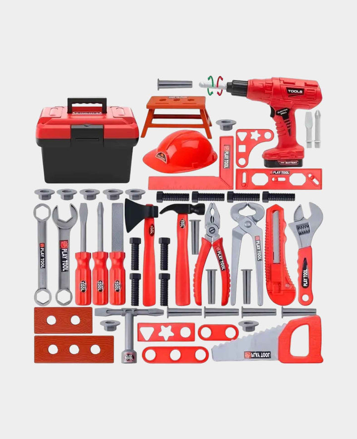 Kids Toy Tool Case Craftsman Tool Accessories - Red, 55-piece
