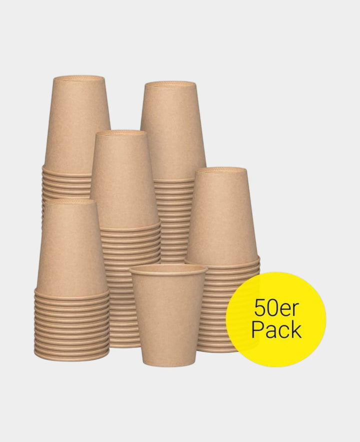 Disposable Paper Cups Party Tableware Drinking Cups - Brown, 245ml, 50 pcs.