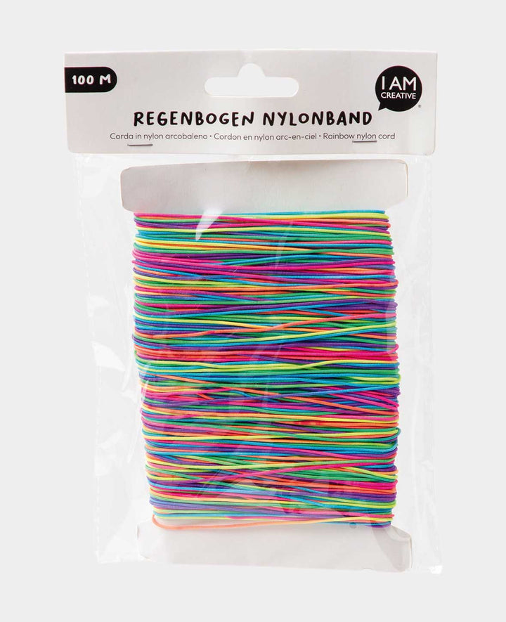 (100m) Ruban élastique en nylon DIY, 1mm, dégradé arc-en-ciel