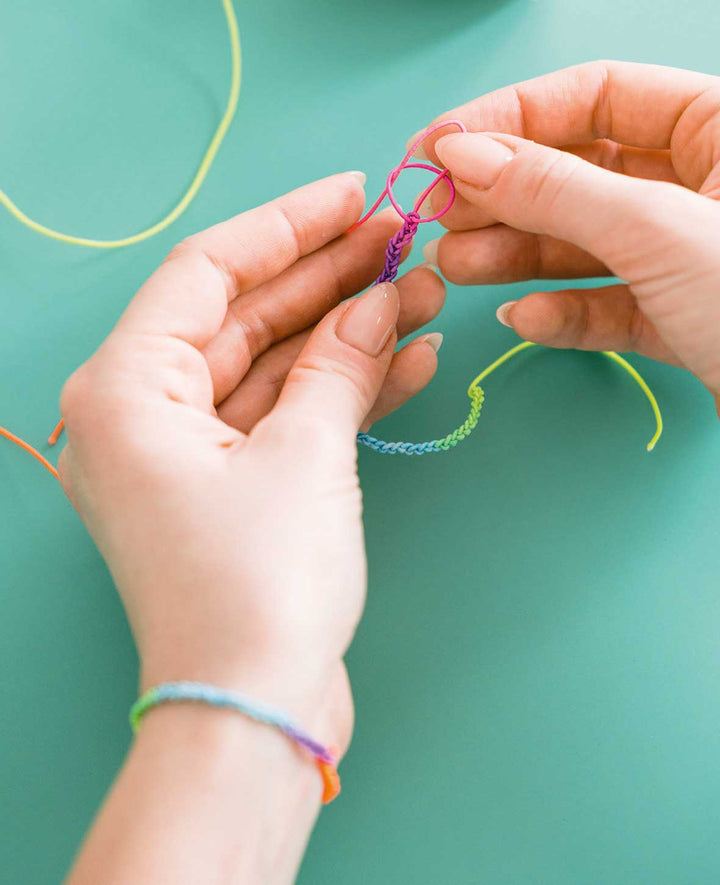 (100m) Ruban élastique en nylon DIY, 1mm, dégradé arc-en-ciel