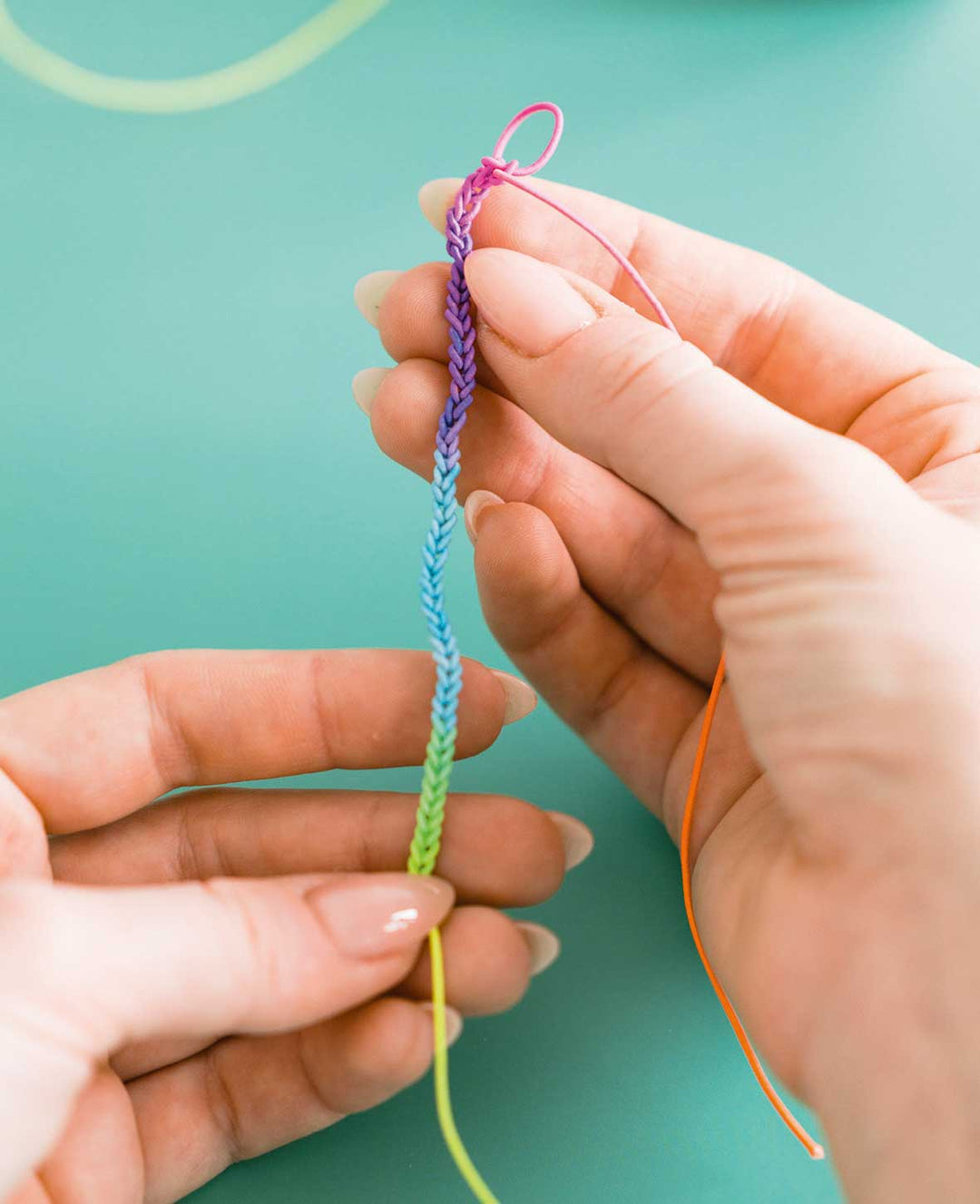 (100m) Ruban élastique en nylon DIY, 1mm, dégradé arc-en-ciel