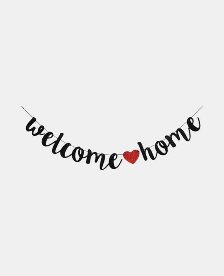 Welcome Home Garland Glitter Party Decoration - Black / Red, 1m