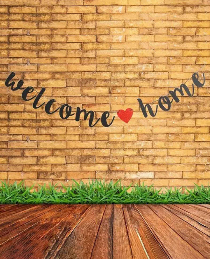 Welcome Home Garland Glitter Party Decoration - Black / Red, 1m