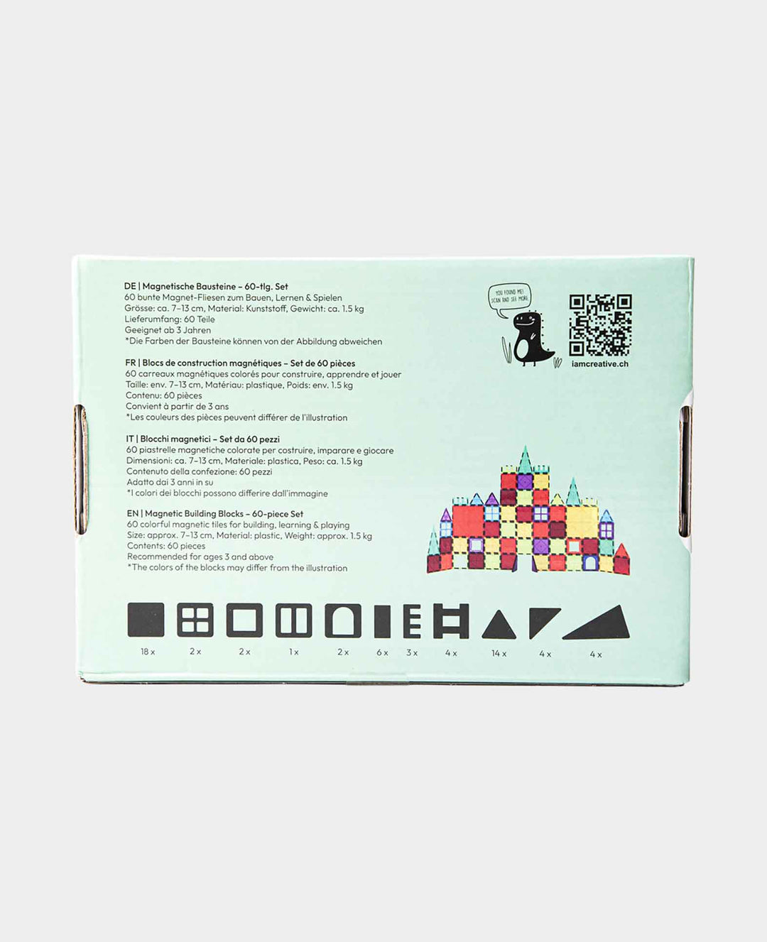 Magnet Bausteine Kinder Spielzeug Fliesen Lernspiel, 60-tlg.