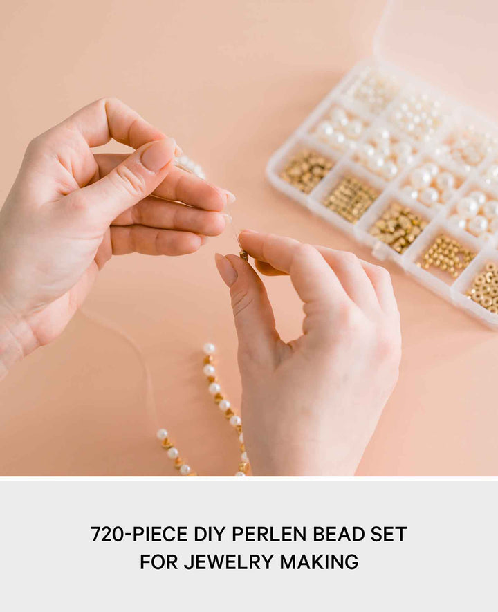 (720tlg.) Perlen DIY Schmuck Bastelset – Gold/Weiss