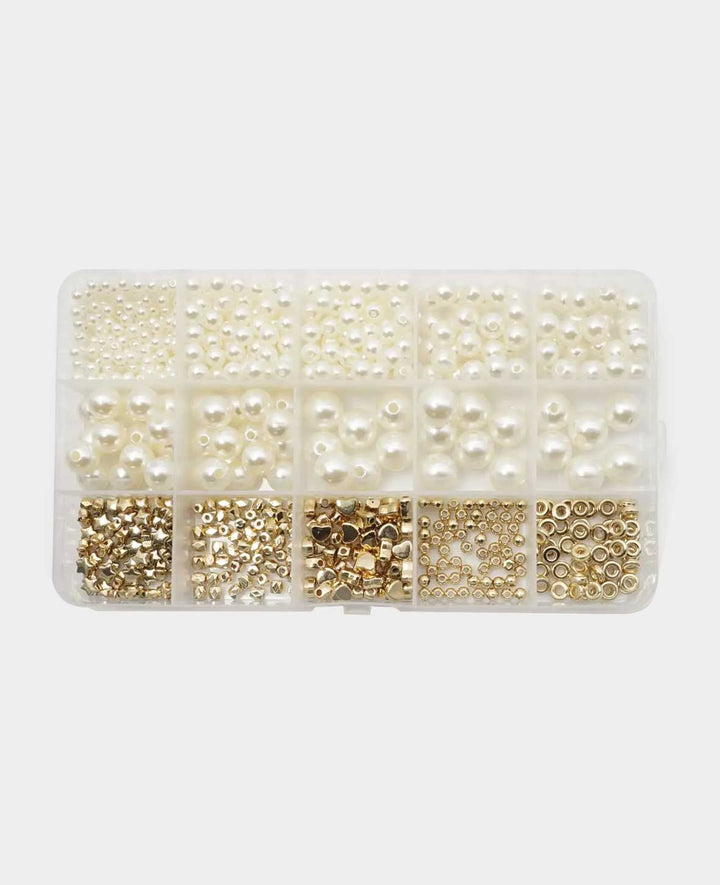 (720tlg.) Perlen DIY Schmuck Bastelset – Gold/Weiss